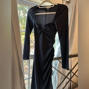 ACOA long sleeve sweetheart neckline ribbed maxi dress